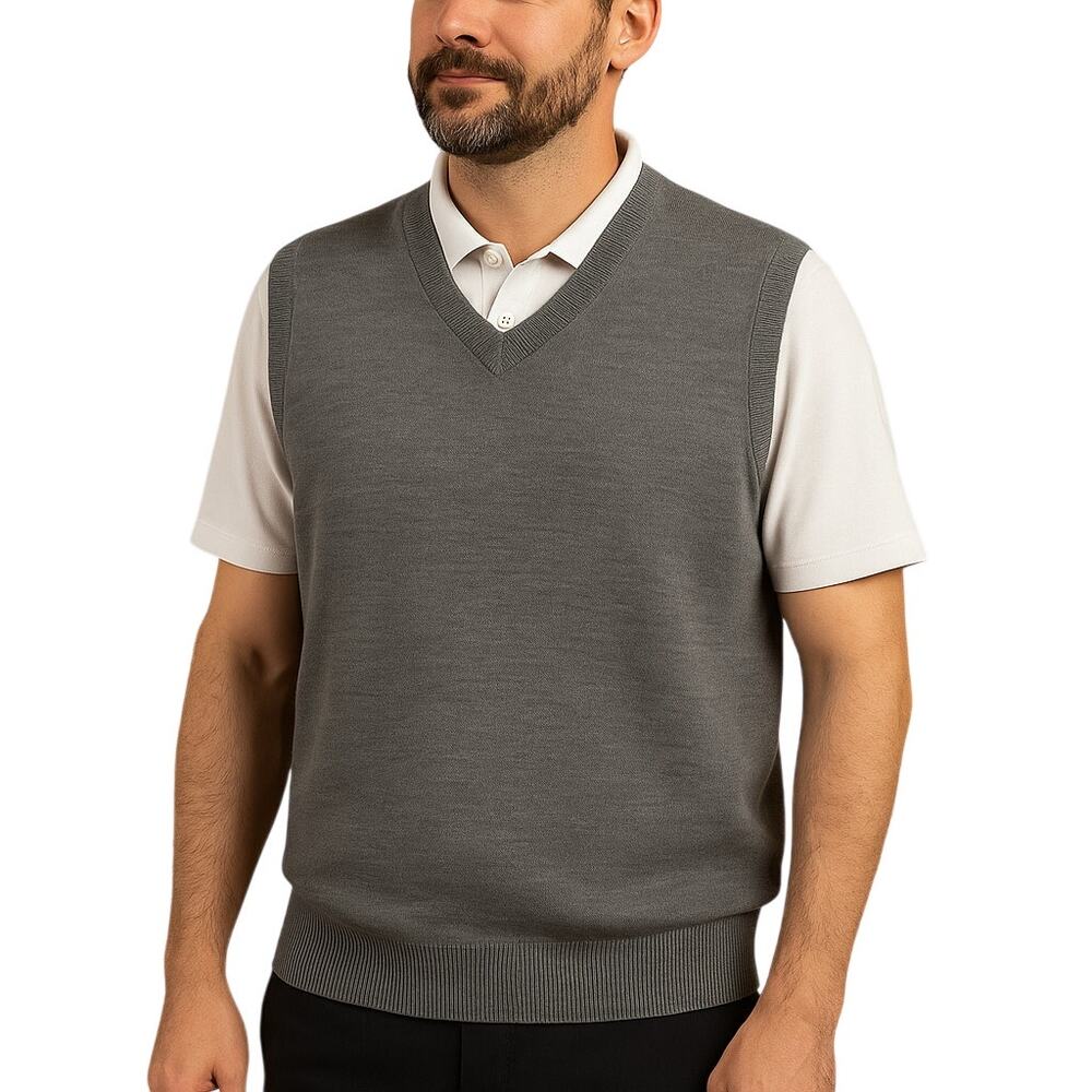 Tiger Woods Men's XL Gray Golf Sweater Vest Wool Windstopper Style